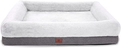 WINDRACING Orthopedic Dog Bed for Extra Large Dogs, Bolster Sides Dogs Sofa Bed with Removable Washable Cover & Non-Skid Bottom, Soft Pet Bed with Egg Foam Dog Couch for Sleeping, 46 X 30 Inch, Gray