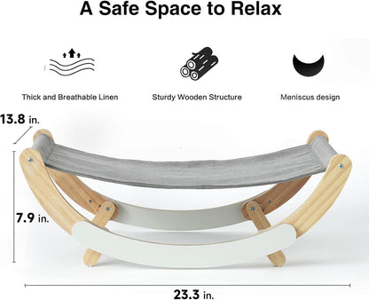 FUKUMARU Cat Hammock, New Moon Cat Swing Chair, Elevated Cat Bed for Indoor Cats, Cat Furniture Gift for Cat or Small Dog, Grey