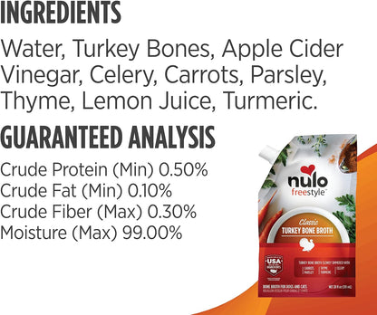 Nulo Freestyle Bone Broth, Premium Food Topper for Cats and Dogs, with Collagen and Chondroitin Sulfate to Help Boost the Quality of Your Pet’S Coat and Skin, 20 Fl Oz (Pack of 3)