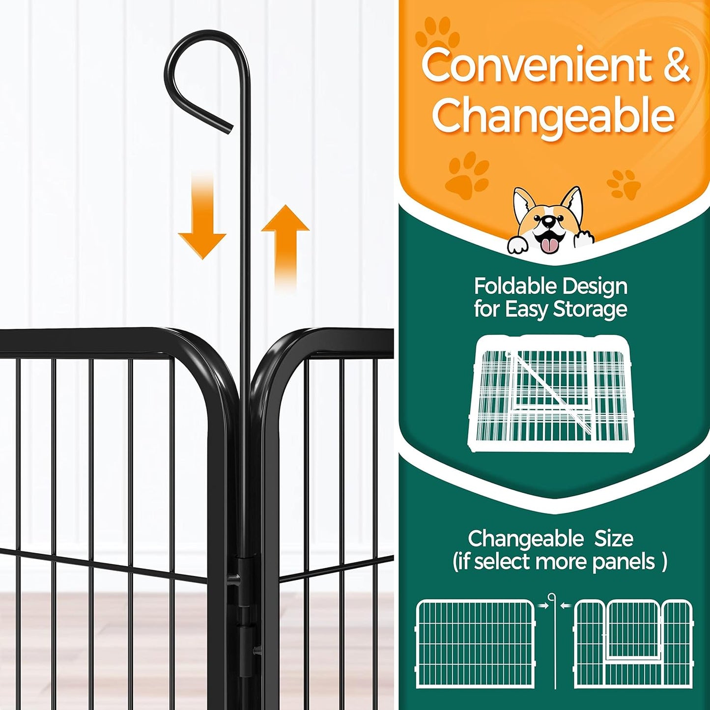 Yaheetech Dog Playpen Indoor, Extra Wide Outdoor Dog Fence Foldable Pet Puppy Exercise Pen for Yard/Garden/Rv Camping, 8 Panels 24 Inch Height X 32 Inch Width