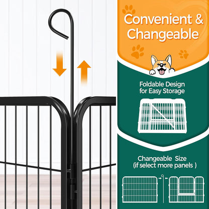 Yaheetech Dog Playpen Indoor, Extra Wide Outdoor Dog Fence Foldable Pet Puppy Exercise Pen for Yard/Garden/Rv Camping, 8 Panels 24 Inch Height X 32 Inch Width