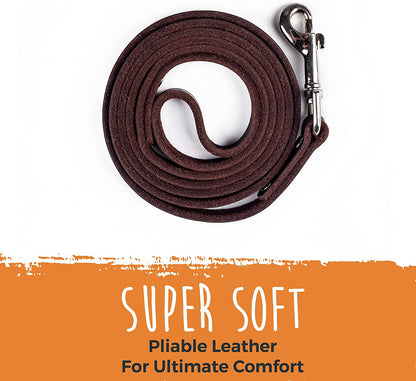 Mighty Paw Leather Dog Leash - Genuine Distressed Material - Premium - Suitable for All Pet Sizes - Heavy Duty Dogs Leashes - Modern - Dark